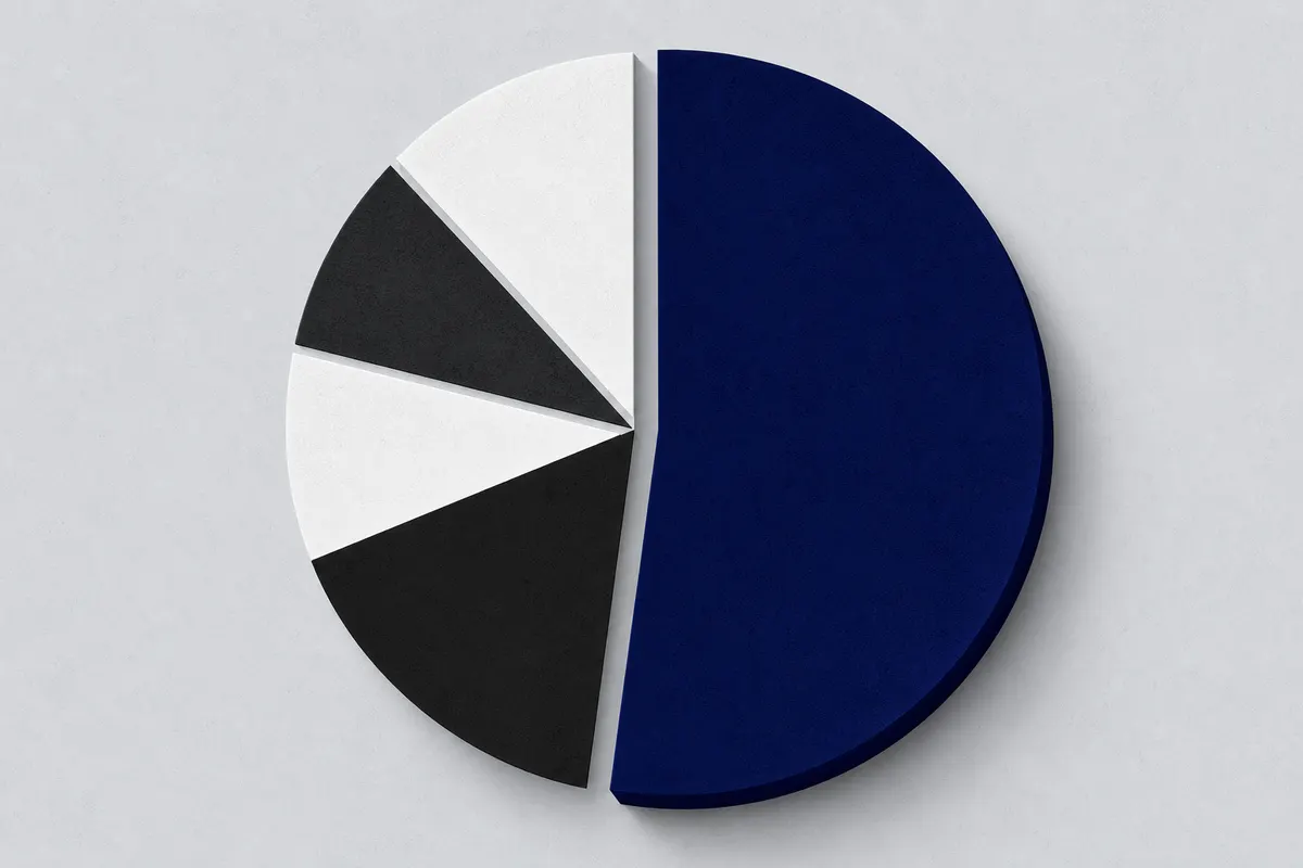 Um gráfico de pizza mostrando a divisão de vendas, com uma fatia maior destacada, indicando aumento de vendas com leads qualificados.