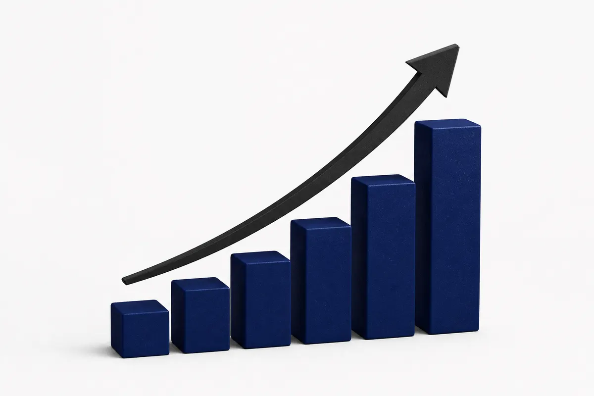 Um gráfico de barras mostrando um aumento significativo nas vendas.